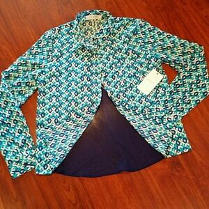 NWT BLUE IVY by KC blouse sheer in back bottom